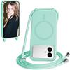 FMPCUON FNPCUON Cover Magnetica Silicone per Samsung Galaxy S26 Edge con Cordino,Compatibile con MagSafe,Custodia con Laccio Collana Tracolla Collo Sottile TPU Antiurto Protettiva Case con Corda.Menta verde