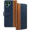 Shantime Custodia in Pelle con Ribalta Compatibile con Fairphone 4 Case con Portacarte Blocco RFID Cavalletto Magnetico Design Sottile Copertura(Blu)