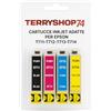 Terryshop74 Cartuccie ink jet compatibili 4 colori Nero Magenta Cyano e Yellow alta risoluzione (4, 4 Colori BYCM, Eps T711 T712 T713 T714)