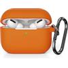 KOKOKA Custodia in Silicone Compatibile con AirPods Pro 2, Case Cover Protettiva in Premium Silicone per Airpods Pro 2 (2022 Released) Custodia con Moschettone, LED Frontale Visibile, Arancia
