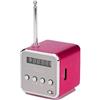 Longben Mini altoparlante Bluetooth, mini radio FM portatile digitale, mini altoparlante USB, scheda SD, lettore audio MP3 (rosa)