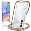 Coiwxmoi Cover per Samsung Galaxy A05s con Cordino 6.7,Trasparente Custodia con Laccio Tracolla Corda Catena Cinghia,Ultra Morbido Silicone TPU Antiurto Case per Samsung A05s, Giallo