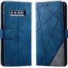 Vankii Cover per Samsung Galaxy S10 Plus, Flip Caso Libro Premium Portafoglio Custodia in Pelle PU Magnetica,Custodia Pelle Sintetica TPU Silicone Antiurto,Funzione Supporto Slot Schede (Blu)