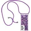 Paekear Custodia per Cellulare con Corda per Samsung Galaxy A53 5G Case, Liquido Sabbie Mobili Bumper TPU Cover con Collana Practical Stylish/Necklace Cordoncino Cordino Tracolla, Viola