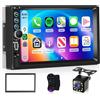 Hodozzy 2 Din Autoradio Schermo con Wireless Carplay Android Auto, 7 Pollici Touchscreen 2 Din Stereo Auto con Bluetooth, Mirror Link, FM, Tipo C/USB/AUX, Radio Multimediale con Telecamera Posteriore
