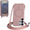 FMPCUON FNPCUON Cover Magnetica Silicone per Samsung Galaxy S26 Ultra con Cordino,Compatibile con MagSafe,Custodia con Laccio Collana Tracolla Collo Sottile TPU Antiurto Protettiva Case con Corda.Rosa
