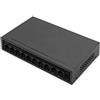 DIGITUS Switch di rete PoE - 10 porte - Fast Ethernet - Non gestito - 8 porte RJ45 PoE + 2x RJ45 Uplink - 60W PoE Budget - Modalità CCTV - 10/100 Mbit/s - nero