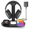 Suguder Supporto per cuffie con caricabatterie wireless da 15 W, stazione di ricarica Suguder 4 in 1, supporto per cuffie per AirPods Max/Pro/4/3/2 iWatch 10/9/8/7/6/5/4/3/2/1/SE iPhone 17/16/15/14/13/12/11/X