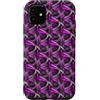 Curved Motion Abstract Gifts And Tees by Custodia per iPhone 11 Anni Ottanta Lilla Rosa Su Grigio Astratto Curva Ripetizione Pattern