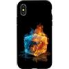 Cool Ice Outfit Custodia per iPhone X/XS Cubo caldo e freddo per gli amanti del costume delle fiamme ghiacciate