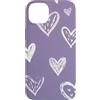 Cute Hearts Pattern Gifts Custodia per iPhone 14 Plus Viola Bianco Cuore Lineart Pattern Minimal San Valentino