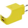 Xoopar Adattatore da Rete a Doppio Porto Carica Veloce 65W - Porta USB e USB C - Ideale per Caricare Telefono, Tablet e Computer - Con Luce Touch On Off - Xoopar ICE-G Giallo