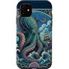 Art Nouveau Sea Creatures Custodia per iPhone 11 Art Nouveau Kraken Polpo Mare Mostro Nave