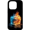 Cool Ice Outfit Custodia per iPhone 15 Pro Cubo caldo e freddo per gli amanti del costume delle fiamme ghiacciate