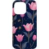Floral Aesthetic Flower Botanical Gifts Custodia per iPhone 14 Pro Max Rosa Viola Tulipani Notte Scuro Fiori Di Mezzan