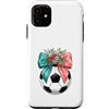 Floral Field Athletics Custodia per iPhone 11 Pallone da calcio con fiori acquerello e fiocchi