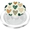 Sage Green Cream Beige Hearts Gifts Cuore Verde Doodle Modello Salvia Verde Beige San Valentino PopSockets PopGrip per MagSafe
