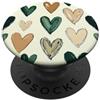Sage Green Cream Beige Hearts Gifts Cuore Verde Doodle Modello Salvia Verde Beige San Valentino PopSockets PopGrip Adesivo