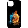 Cool Ice Outfit Custodia per iPhone 14 Plus Cubo caldo e freddo per gli amanti del costume delle fiamme ghiacciate