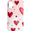 Cute Red Hearts Pattern Gifts Custodia per iPhone 16 Plus Cuore Rosso Doodle Pattern San Valentino