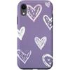 Cute Hearts Pattern Gifts Custodia per iPhone XR Viola Bianco Cuore Lineart Pattern Minimal San Valentino