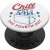 Fourth of July USA Cooler Party Retro Am Chill the Fourth Out Vintage Rosso Bianco Blu Cooler Beer USA PopSockets PopGrip Adesivo
