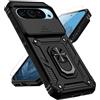 PUSHIMEI Custodia protettiva per Google Pixel 9 Pro XL con pellicola protettiva HD per fotocamera scorrevole [grado militare 16 piedi testato di caduta] Supporto magnetico ad anello con cavalletto custodia