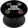 Programmer Cat Lover Apparel Software Engineer Introvert Code Cats Silence PopSockets PopGrip Adesivo