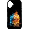 Cool Ice Outfit Custodia per iPhone 16 Plus Cubo caldo e freddo per gli amanti del costume delle fiamme ghiacciate