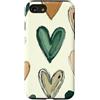 Sage Green Cream Beige Hearts Gifts Custodia per iPhone SE (2020) / 7/8 Cuore Verde Doodle Modello Salvia Verde Beige San Valentino