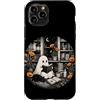 Librarian Ghost Book Lover Custodia per iPhone 11 Pro Ghost Reader Book Lover Black Cat Cozy Library Moon