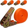 ZephyrCraft 4 Cinghie a Cricchetto Heavy Duty 6m x 25mm, Capacità di Carico 1000kg - Cinghie di Sicurezza Resistenti per Trasporto, Bagagli, Tetti Auto (Arancione)