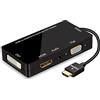 ConnBull Adattatore HDMI a VGA DVI HDMI supporta 480P 720P 1080P HD con convertitore video multiporta audio, nero