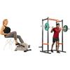 Sunny Health & Fitness Magnetic Under Desk Pedal Exerciser, Dual Function Mini Exercise Cycle Bike + Power Zone Strength Rack Power Cage - 455 KG Weight Capacity - SF-XF9925