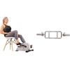 Sunny Health & Fitness Magnetic Under Desk Pedal Exerciser, Dual Function Mini Exercise Cycle Bike + 86 cm Olympic Triceps Bar with Ring Collars, Olympic Weight for Weightlifting and Bodybuilding