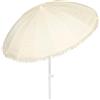 AKTIVE Ombrellone da spiaggia 16 stecche 200 cm beige, Palo in acciaio basculante,
