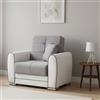 Dmora - Poltrona Enrique, Poltrona contenitore da salotto, trasformabile in letto, Poltroncina relax in tessuto imbottito, 97x84h91 cm, Bianco e Grigio Chiaro