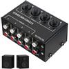 PORFOYO Mixer audio a 4 canali, mixer audio stereo, mixer passivo con quattro ingressi e un'uscita, mini mixer audio con controlli di volume separati per home theater, lettore CD, club, barre, strumenti
