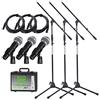 Pronomic DM-58-C Microfono Vocale Set Starter - 3 microfoni dinamici - Capsula montata elasticamente - Interruttore On/Off - Set con supporti per microfono e cavi da 5m - Valigetta - Nero