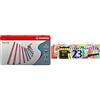 Stabilo Pennarello Premium Pen 68 Scatola In Metallo Da 50 Colori Assortiti & Evidenziatore Boss Original Desk-Set 50 Years Edition 23 Colori Assortiti 9 Neon + 14 Pastel