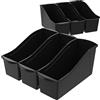 Storex Grande cestino per libri, organizer in plastica ad incastro per casa, ufficio e classe, nero, confezione da 6 (70109C06C)
