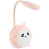 Back2Fun - Lampada Led Ricaricabile, Luce Notturna per Bambini con Collo Flessibile e Tre Modalità di Illuminazione, Design Panda con 4 Ore di Autonomia, Colore Rosa