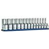 Capri Tools Set di bussole a 1/4 Drive in cromo superficiale e profondo, 6 punti, da 4 a 15 mm, metriche, 28 pezzi con guida a presa in alluminio billet