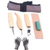 UKCOCO 6pezzi Utensili Per Intaglio Legno Scalpelli Per Legno Manuale Con Affilatura Cromo-vanadio Ergonomica Borsa Cintura Pelle Pasta Lucidante Guanti Antitaglio Sicurezza