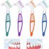 Leikedun 4 Pezzi Spazzolino Pulizia Protesi Dentarie, Testa a Doppia Setola | Spazzola di Pulizia Protesi per Dentiera, Bite dentale, Allineatori, Retainer, Impugnatura in Gomma