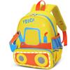 PROTAURI Zainetto Asilo Bambino con Cinturino Toracico, Zaino Bimbo Asilo Riflettente e Impermeabile, Zaino Asilo Nido Leggero 3D-Escavatore per 2-6 Anni, 10.4L, Giallo