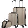 ITACA - Set valigie - Set Valigie Rigide Offerte. Valigia Grande Rigida, Valigia Media Rigida e Bagaglio a Mano. Set di Valigie con Lucchetto Combinazione TSA, Champagne
