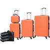 CELIMS Set di valigie leggere, approvate da più di 100 compagnie aeree, per un viaggio in totale sicurezza, arancione, Set 4 pièces