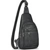 ROYALZ Portofino Zaino Monospalla Uomo Pelle Vera - Crossbody Bag Borsello a Tracolla Piccolo Moderno - Marsupio Antifurto per Viaggio e quotidiano