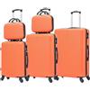 CELIMS - Set Valigie 5 Pezzi - Valigia Grande 23 kg + Valigia Media + Valigie Bagaglio a Mano + 2x Beauty Case da Viaggio - Arancione